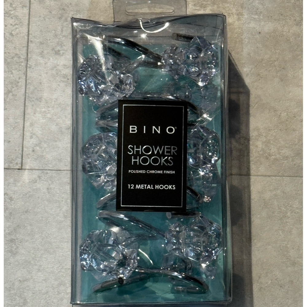 Clear Faceted Acrylic Knob Shower Curtain Hooks Set of 12 Bino